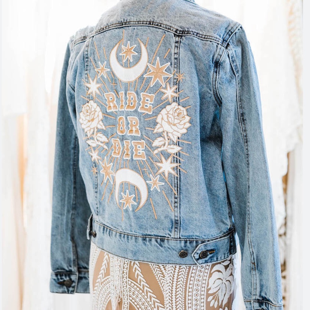 Rue De Seine Ride or Die Bridal Denim Jacket